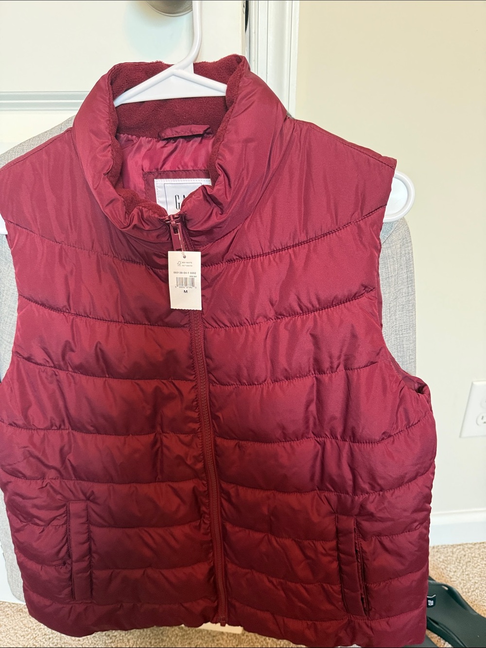GAP Women's Quilted Wine Red Puffer Vest